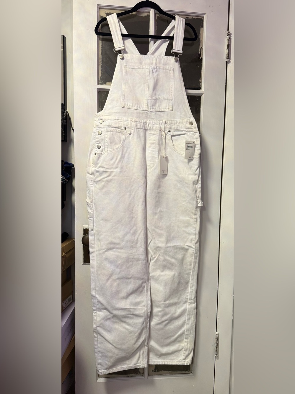 NWT - Good American - White Women’s Denim Overalls - Classic Workwear Style